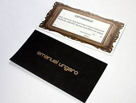 Подарочный сертификат с конвертом и тиснением логотипа