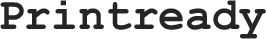 Логотип компании Printready, черными буквами надпись Printready